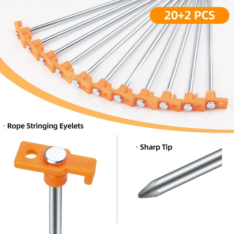 AVOFOREST 20+2PCS Tent Stakes Heavy Duty Camping Stakes AVOFOREST 9.8Inch Non-Rust Metal Tent Pegs Ground Stakes Tent Spikes Camping Garden Hiking Orange - Image 3